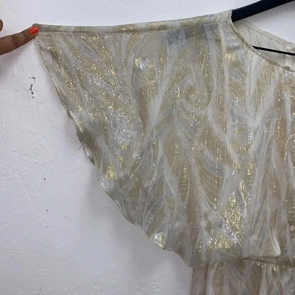 Trina Turk Metallic Gold & Silver Angel Sleeves Size Small - Picture 4 of 8